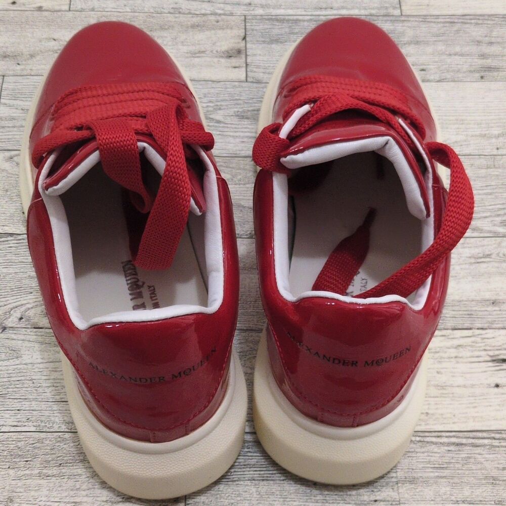 Alexander McQueen Women's Low Top Sneakers Red Patent Leather Logo Sz 37EU/6.5US - Picture 3 of 11